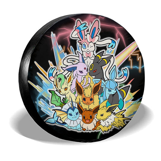 PKM Spare Tire Cover All Types Of Eevee Evolution Graphic Tire Covers Colorful