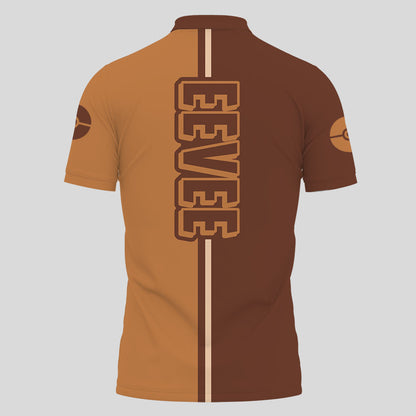 PKM Polo Shirt PKM Eevee Pokeball Silhouette Pattern Polo Tees Brown