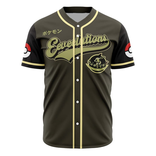 PKM Baseball Jersey PKM Eeveelutions Army Pokeball Pattern Jersey Shirt Black Unisex