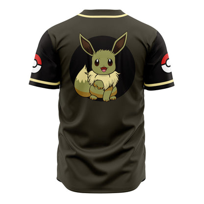 PKM Baseball Jersey Eeveelutions Army PKM Pokeball Jersey Shirt Brown Unisex