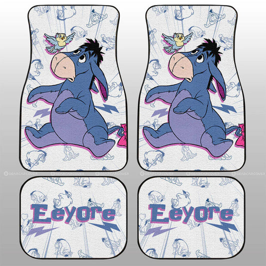 WTP Car Mats Eeyore Character All Poses Pattern Car Floor Mats White Blue