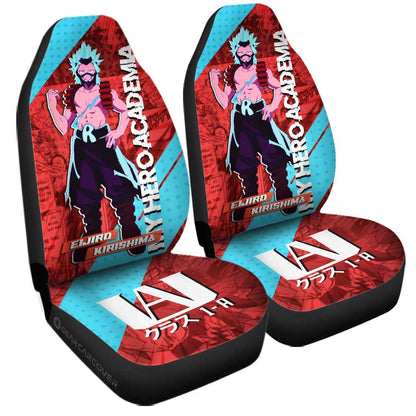 My Hero Academia Car Seat Covers Neon Light Eijiro Kirishima Manga Pattern Seat Covers Red Blue