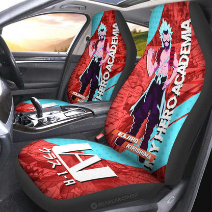 My Hero Academia Car Seat Covers Neon Light Eijiro Kirishima Manga Pattern Seat Covers Red Blue