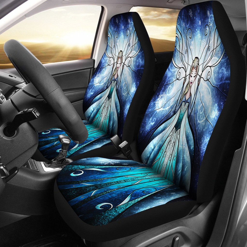 Frozen Car Seat Covers Frozen Elsa In Stained Glasses Style Seat Covers Blue