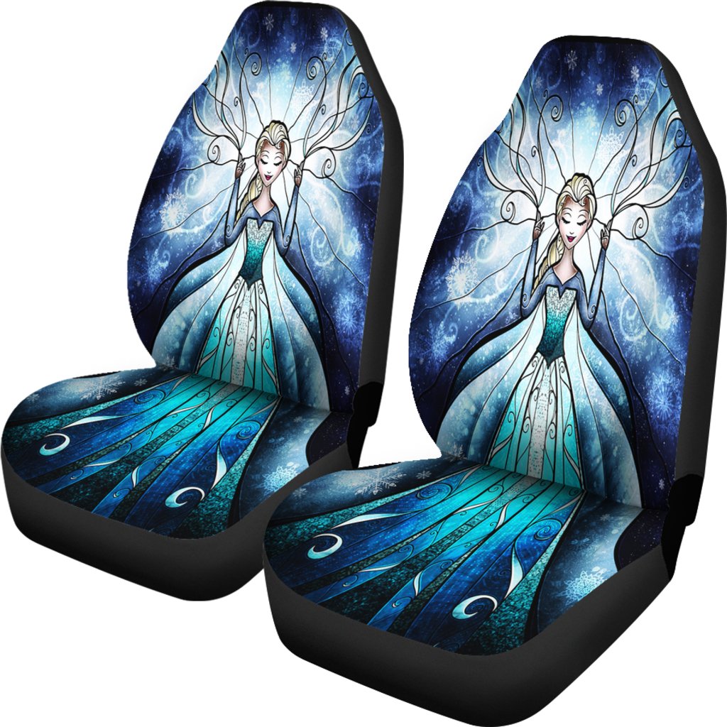 Frozen Car Seat Covers Frozen Elsa In Stained Glasses Style Seat Covers Blue