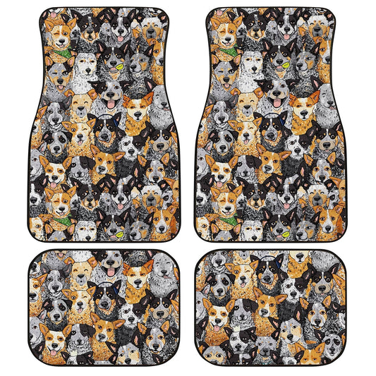 Dog Car Floor Mats Cool Emotional Faces Dog Doodle Pattern Car Mats