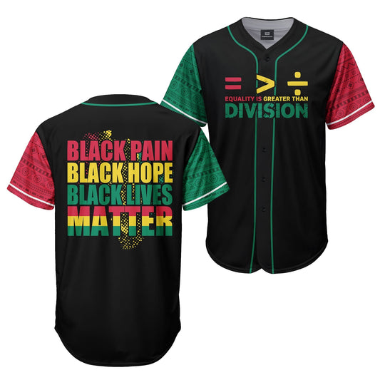 Equality Is Greater Than Division - African American Baseball Jersey - Gift for Black Dad, Grandpa, Husband