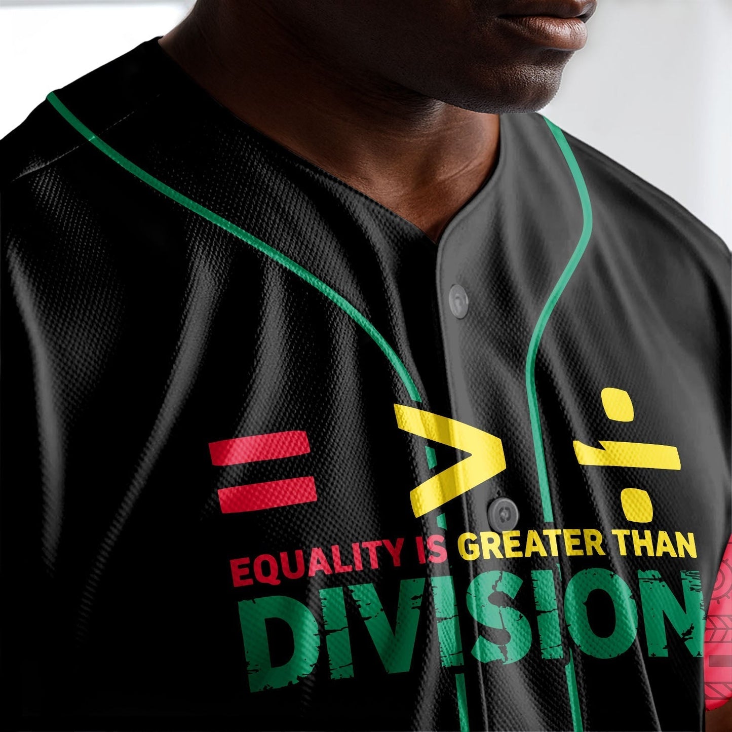 Equality Is Greater Than Division - African American Baseball Jersey - Gift for Black Dad, Grandpa, Husband