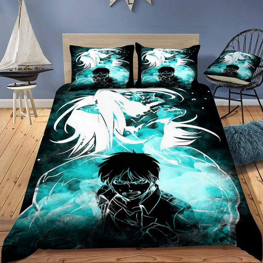 Attack On Titan Bedding Set Eren And His Titan Form Duvet Covers Blue Unique Gift