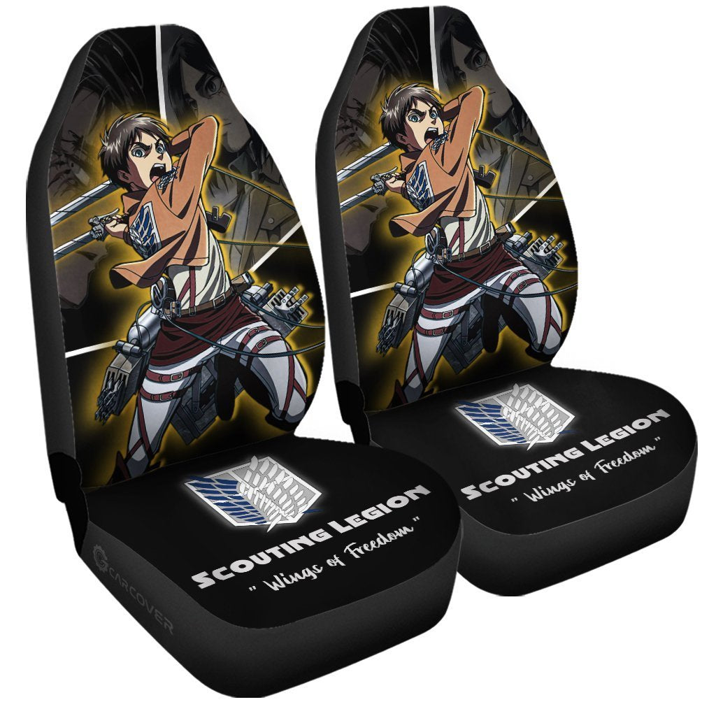 Attack On Titan Car Seat Covers Eren Jeager Scouting Legion Seat Covers Black Brown