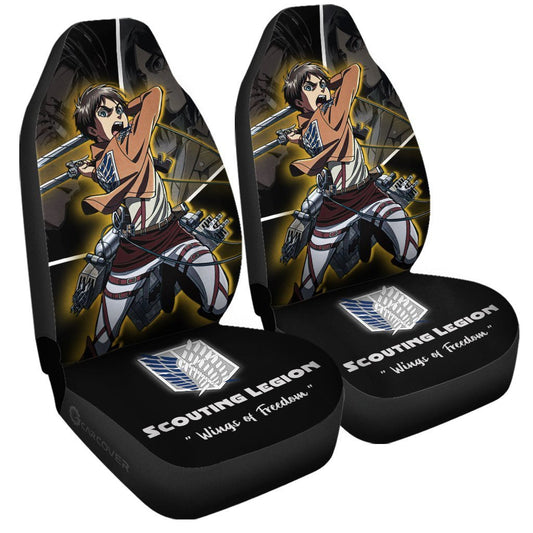 Attack On Titan Car Seat Covers Eren Jeager Scouting Legion Seat Covers Black Brown