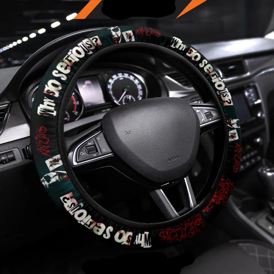 Joker Steering Wheel Cover Evil Joker The Clown Why So Serious Driving Wheel Cover Black