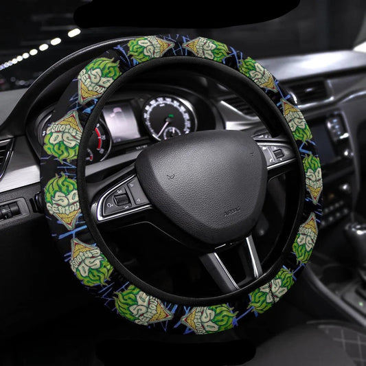 Joker Steering Wheel Cover Why So Serious Joker Face Form Driving Wheel Cover Green White