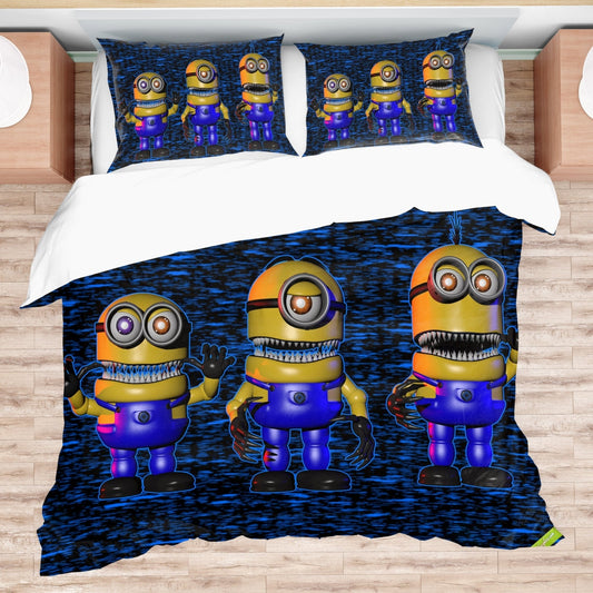 Minions Bedding Set Minions As Animatronics Graphic Duvet Covers Blue Unique Gift