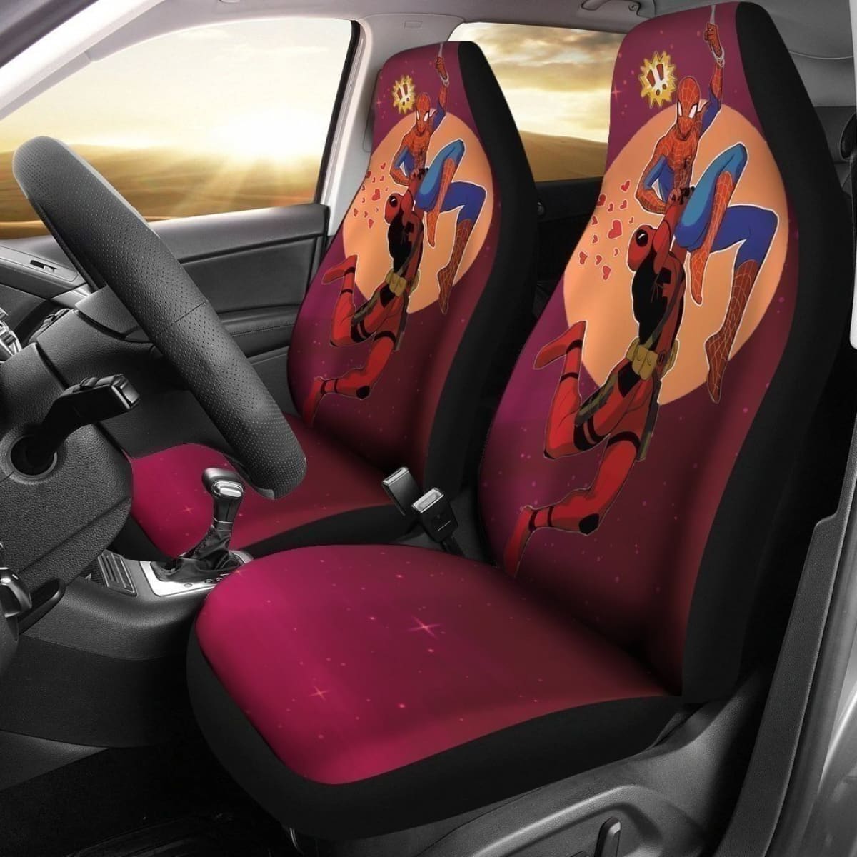 DP Car Seat Covers Funny DP Follows Spiderman Seat Covers Colorful