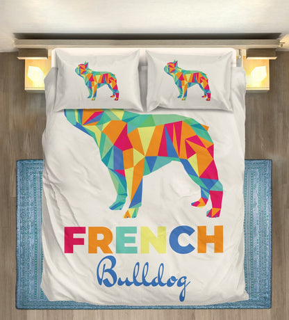 Dog Bedding Set Polygon French Bulldog Graphic Duvet Covers White Unique Gift