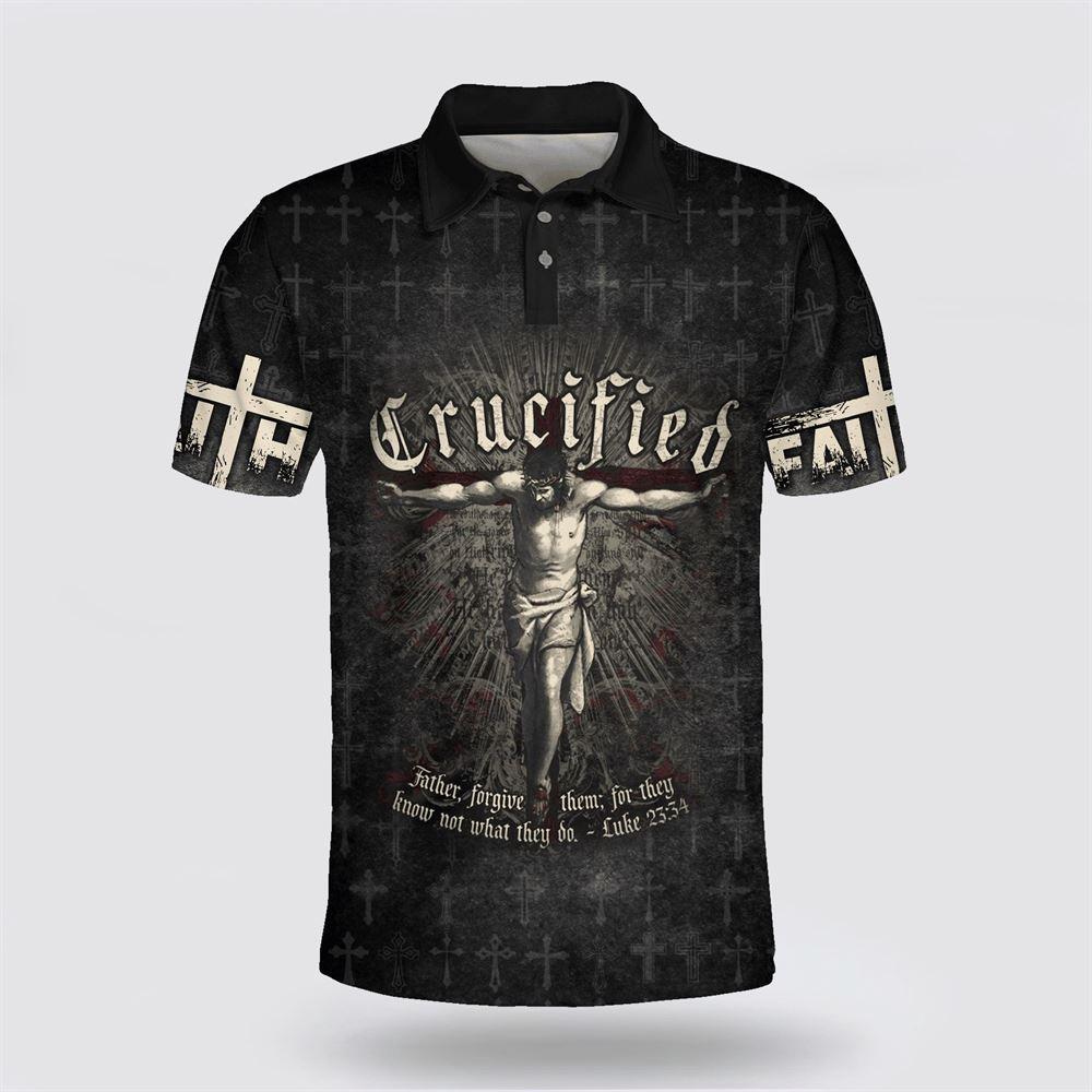 Jesus Polo Shirt Crucified Father Forgive Them Polo Tees Black