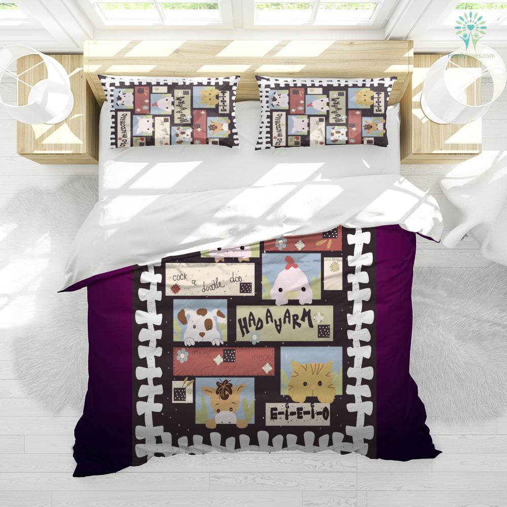 Farmer Bedding Set Old McDonald Had A Farm Duvet Covers Colorful Unique Gift
