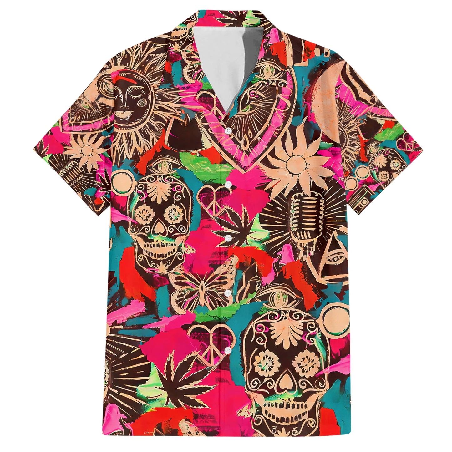 Skull Hawaii Shirt Festival Memories Sugar Skull Hawaiian Shirt Pink Unisex
