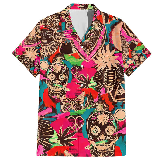 Skull Hawaii Shirt Festival Memories Sugar Skull Hawaiian Shirt Pink Unisex