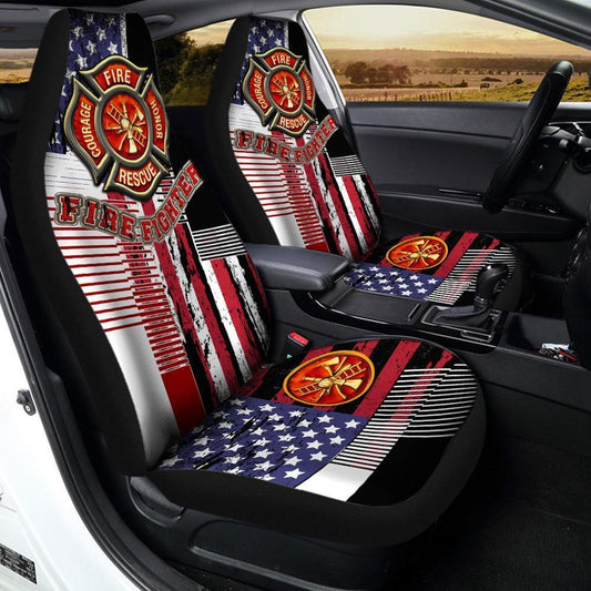 Firefighter Car Seat Covers Firefighter American Flag Pattern Seat Covers White Red