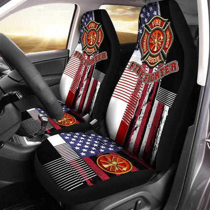 Firefighter Car Seat Covers Firefighter American Flag Pattern Seat Covers White Red