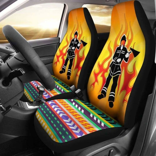 Firefighter Car Seat Covers Firefighter Fire Graphic Pattern Seat Covers Colorful