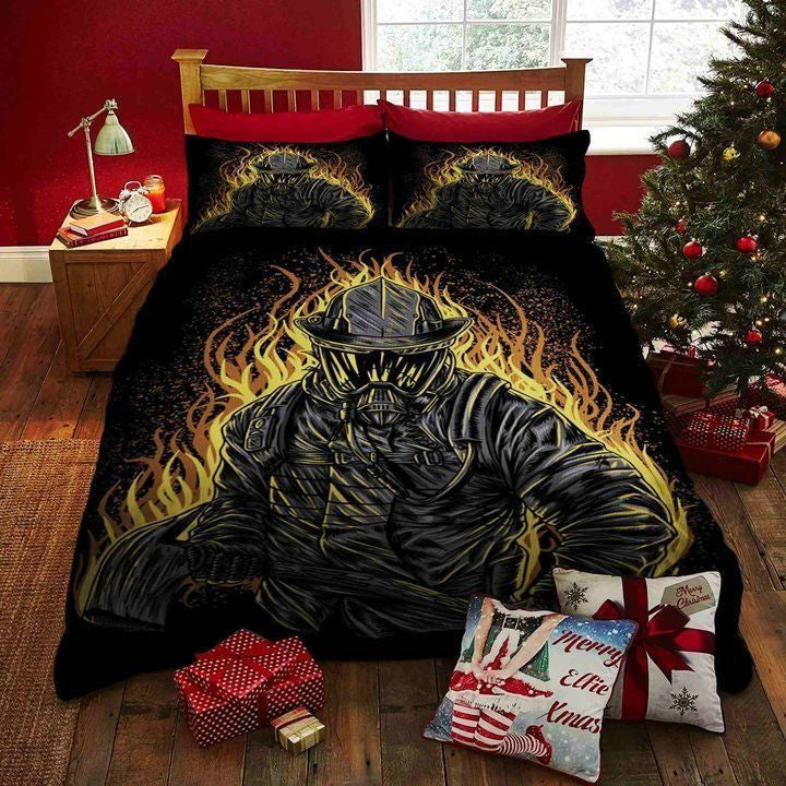 Firefighter Bedding Set Firefighter Hero In The Fire Duvet Covers Black Unique Gift