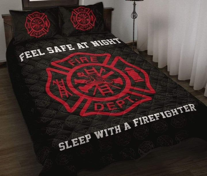 Firefighter Bedding Set Feel Safe At Night Sleep With A Firefighter Duvet Covers Black Red Unique Gift