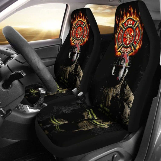 Firefighter Car Seat Covers First Reponse Firefighter Graphic Seat Covers Black