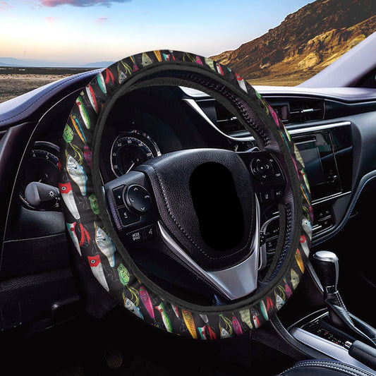 Fishing Steering Wheel Cover Types Of Fishing Lures Pattern Driving Wheel Cover Colorful