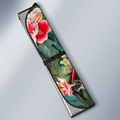Flamingo Mixed Floral Car Sunshade Custom Car Accessories