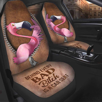 Flamingo Car Seat Covers Behind Every Bad Bitch Flamingo Seat Covers Brown