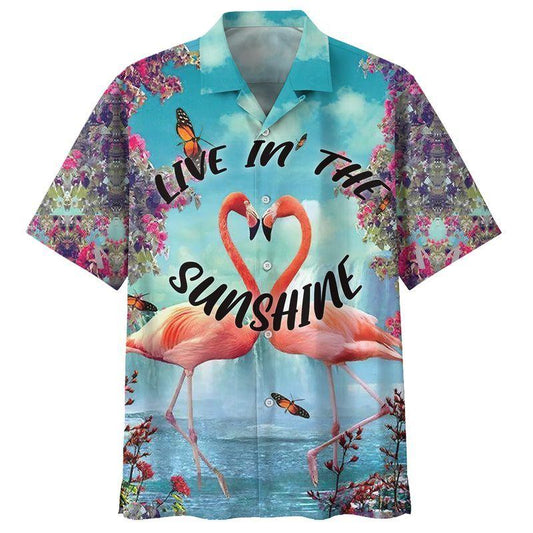 Flamingo Hawaii Shirt Flamingo Live In The Sunshine Hawaiian Shirt Colorful Unisex