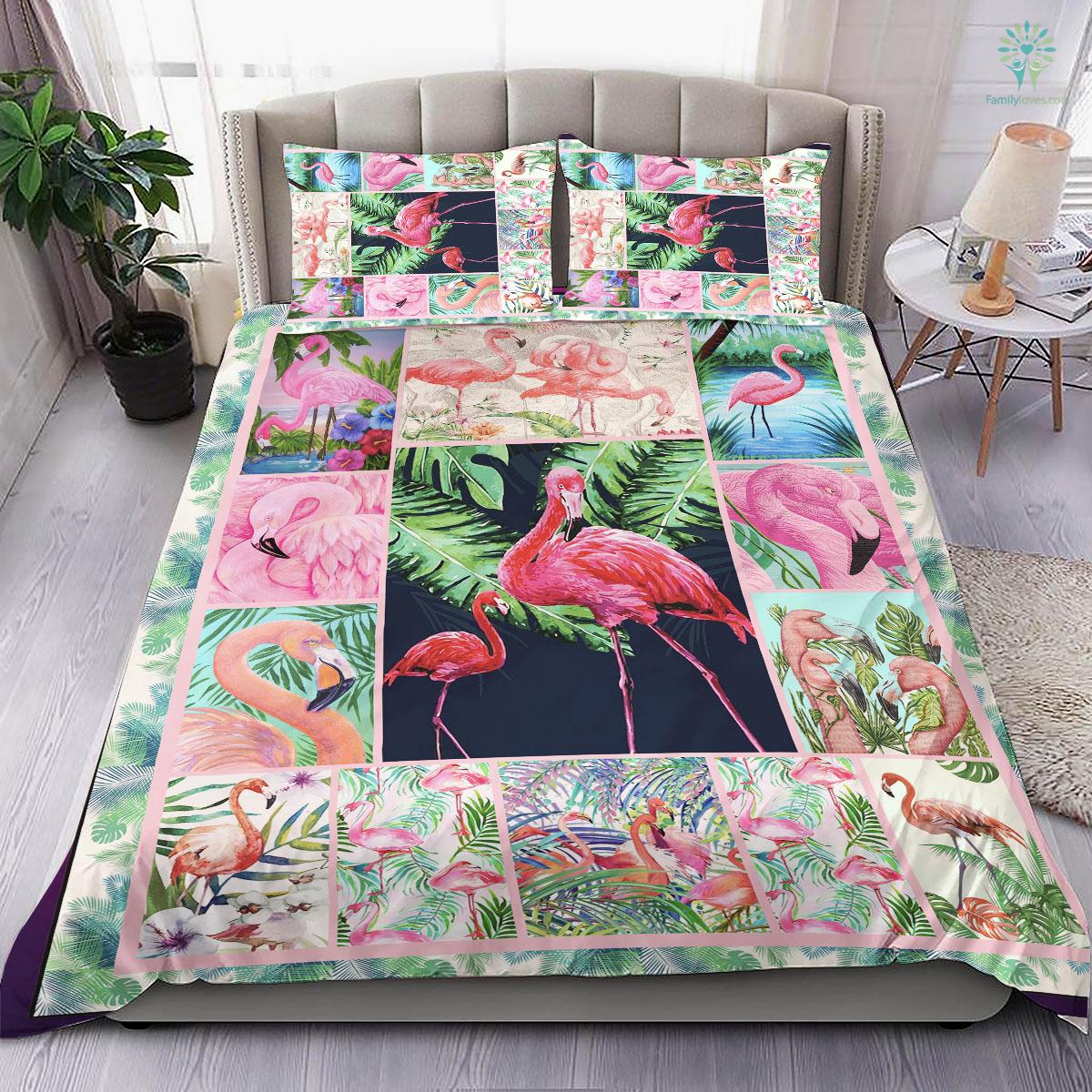 Flamingo Bedding Set Flamingo In The Summer Duvet Covers Pink Green Unique Gift