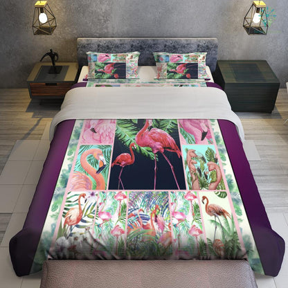Flamingo Bedding Set Flamingo In The Summer Duvet Covers Pink Green Unique Gift