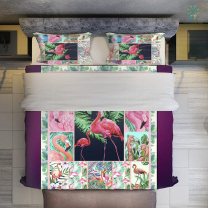 Flamingo Bedding Set Flamingo In The Summer Duvet Covers Pink Green Unique Gift