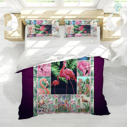 Flamingo Bedding Set Flamingo In The Summer Duvet Covers Pink Green Unique Gift