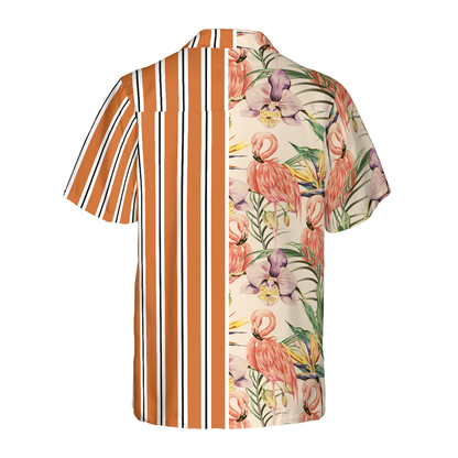 Flamingo Hawaii Shirt Floral Flamingo Retro Vintage Hawaiian Shirt Orange Unisex