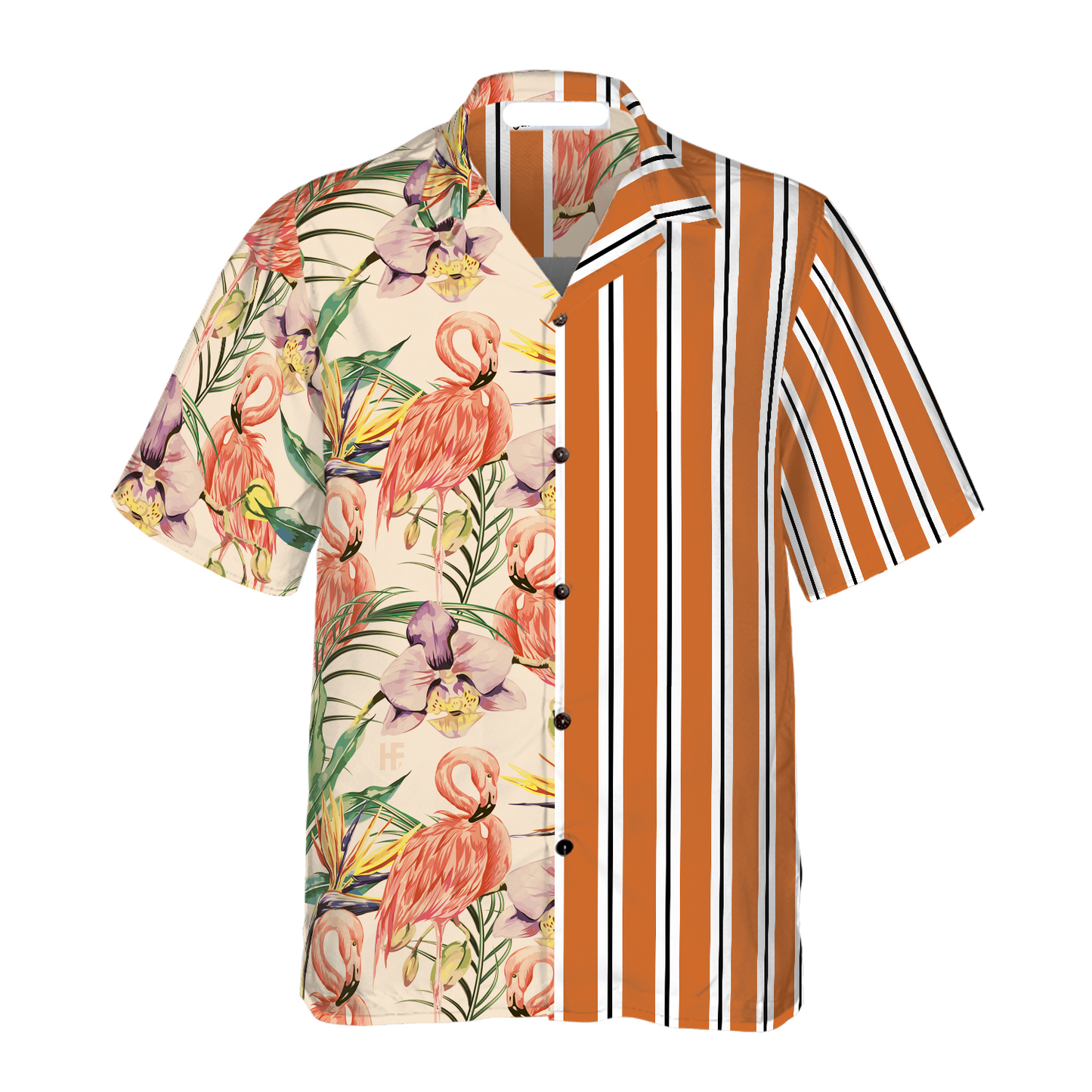 Flamingo Hawaii Shirt Floral Flamingo Retro Vintage Hawaiian Shirt Orange Unisex
