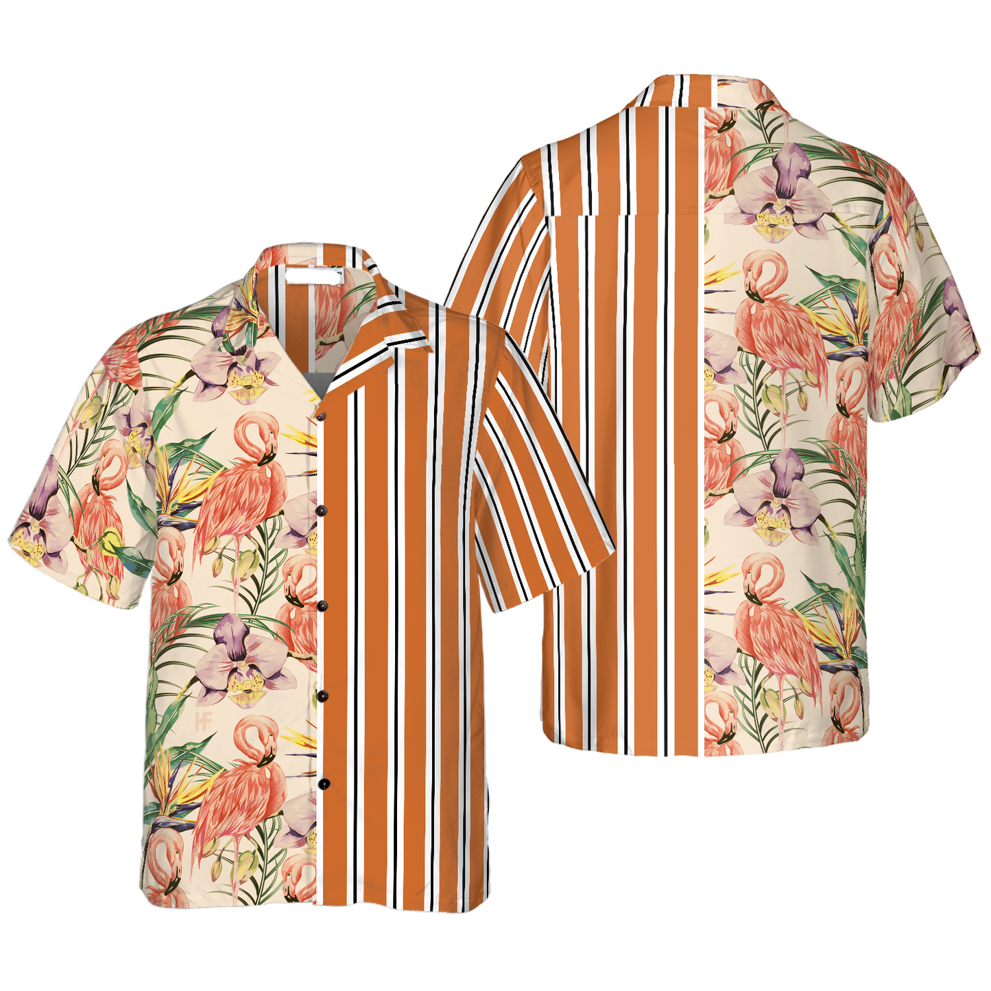 Flamingo Hawaii Shirt Floral Flamingo Retro Vintage Hawaiian Shirt Orange Unisex