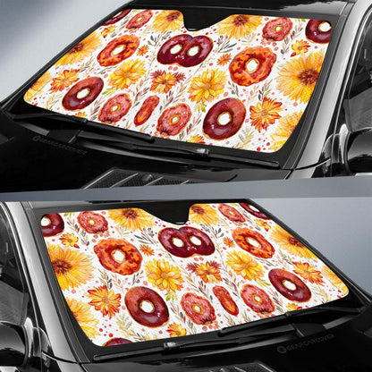 Flower Donuts Car Sunshade Custom Girly Pattern Car Accessories