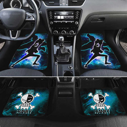 One Piece Car Mats Franky Silhouette Jolly Roger Symbol Galaxy Car Floor Mats Blue
