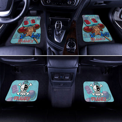 One Piece Car Mats One Piece Character Franky Jolly Roger Symbol Car Floor Mats Blue