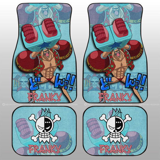 One Piece Car Mats One Piece Character Franky Jolly Roger Symbol Car Floor Mats Blue