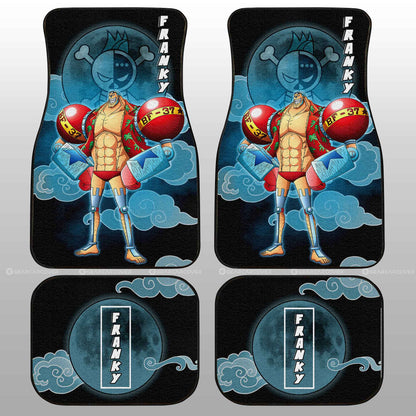 One Piece Car Mats Franky Graphic Cloud And Moon Pattern Car Floor Mats Black Blue