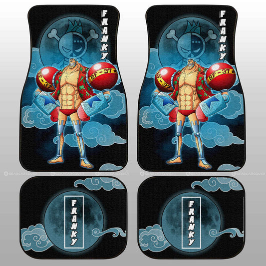 One Piece Car Mats Franky Graphic Cloud And Moon Pattern Car Floor Mats Black Blue