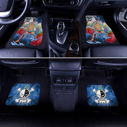 One Piece Car Mats Franky And Wanted Poster Jolly Roger Symbol Car Floor Mats Blue