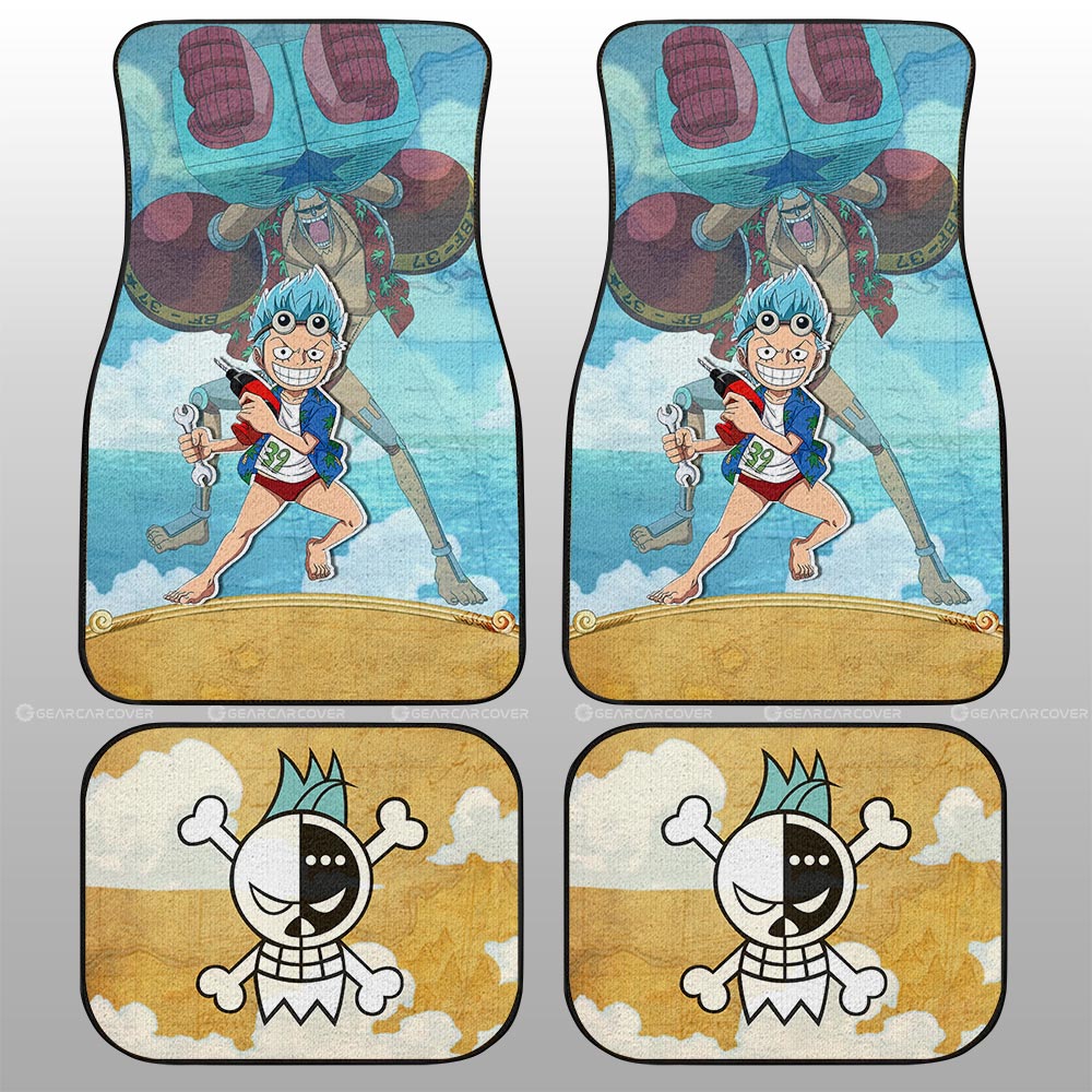 One Piece Car Mats Cute Young Franky Jolly Roger Symbol Car Floor Mats Colorful