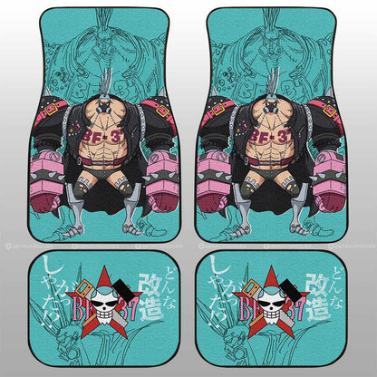 One Piece Car Mats Cool Franky BF37 Graphic Jolly Roger Symbol Car Floor Mats Blue